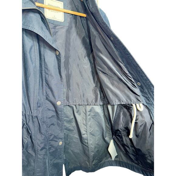 Abercrombie & Fitch Navy Blue Hooded Utility Anorak Rain Jacket Coat Womens Sz S - Picture 6 of 13